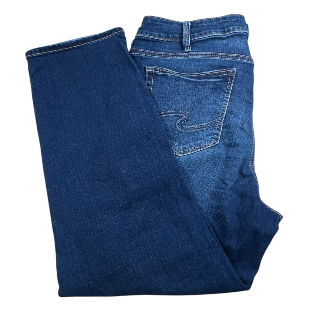 Silver Jeans Co Womens 16W Suki Capri Dark Wash High Rise Stretch Denim Jeans